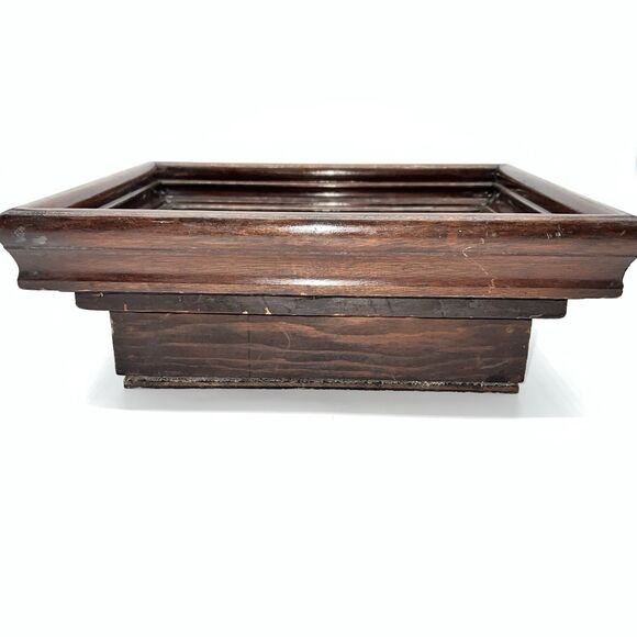 VTG Solid Wood Framed Shadow Box Display Case w/2 Floating Shelves/Fluted Back - Picture 5 of 9